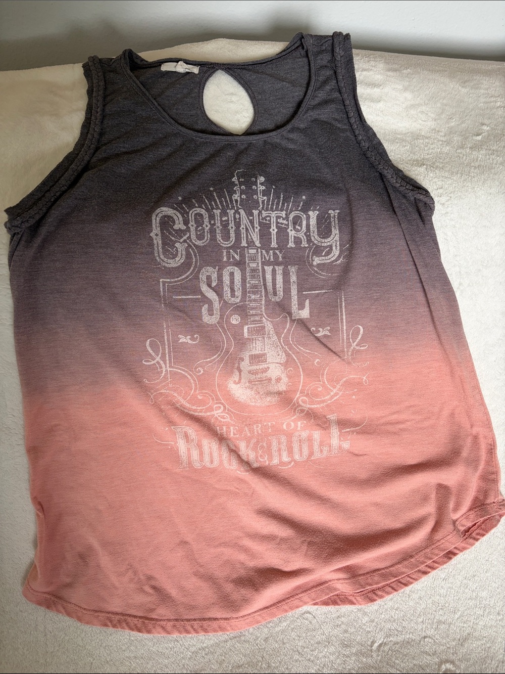 Maurices Ombre Country Graphic Tank Top - Gray/Pink